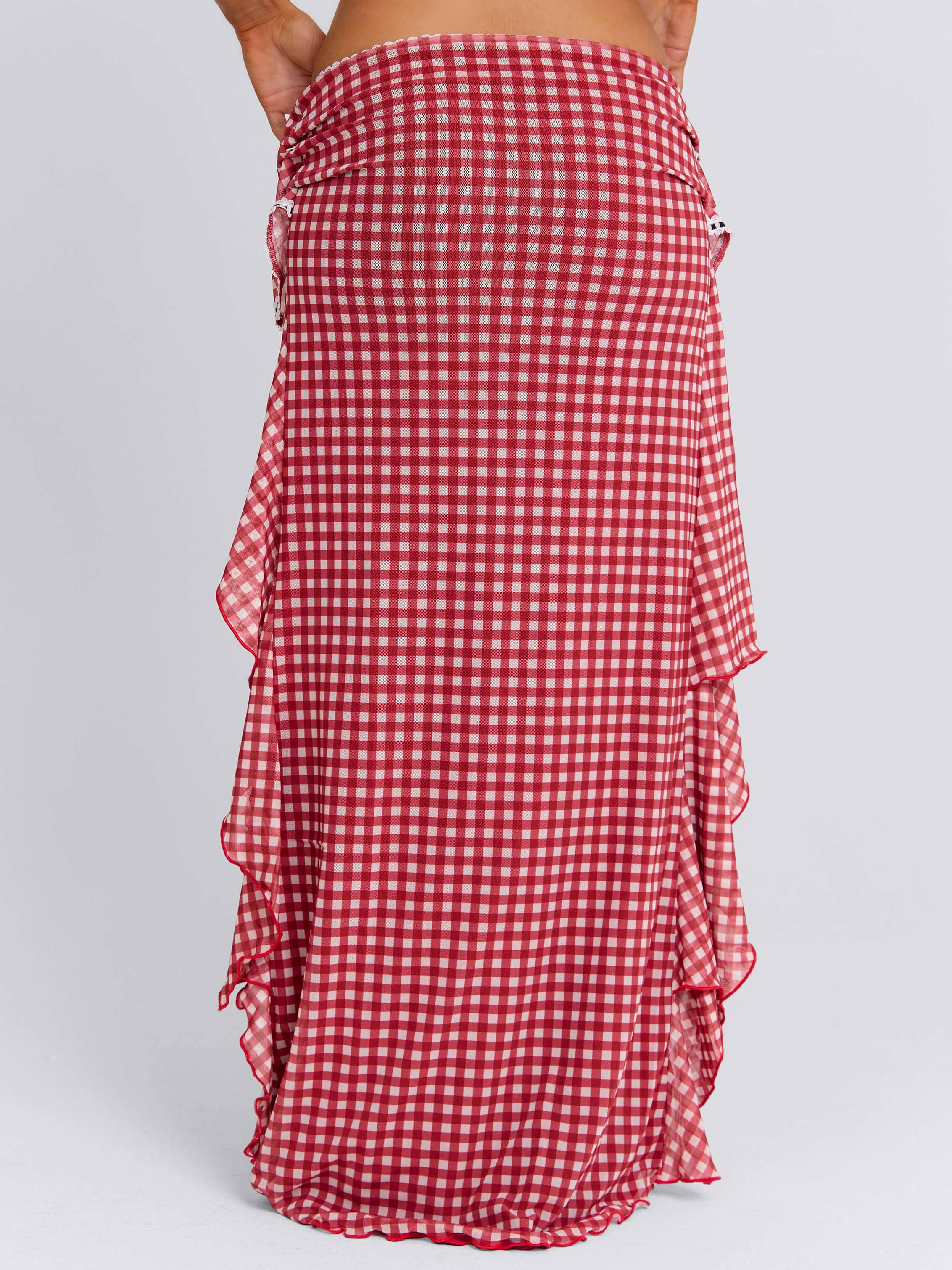 BETTY MAXI SKIRT RED GINGHAM - Image 8