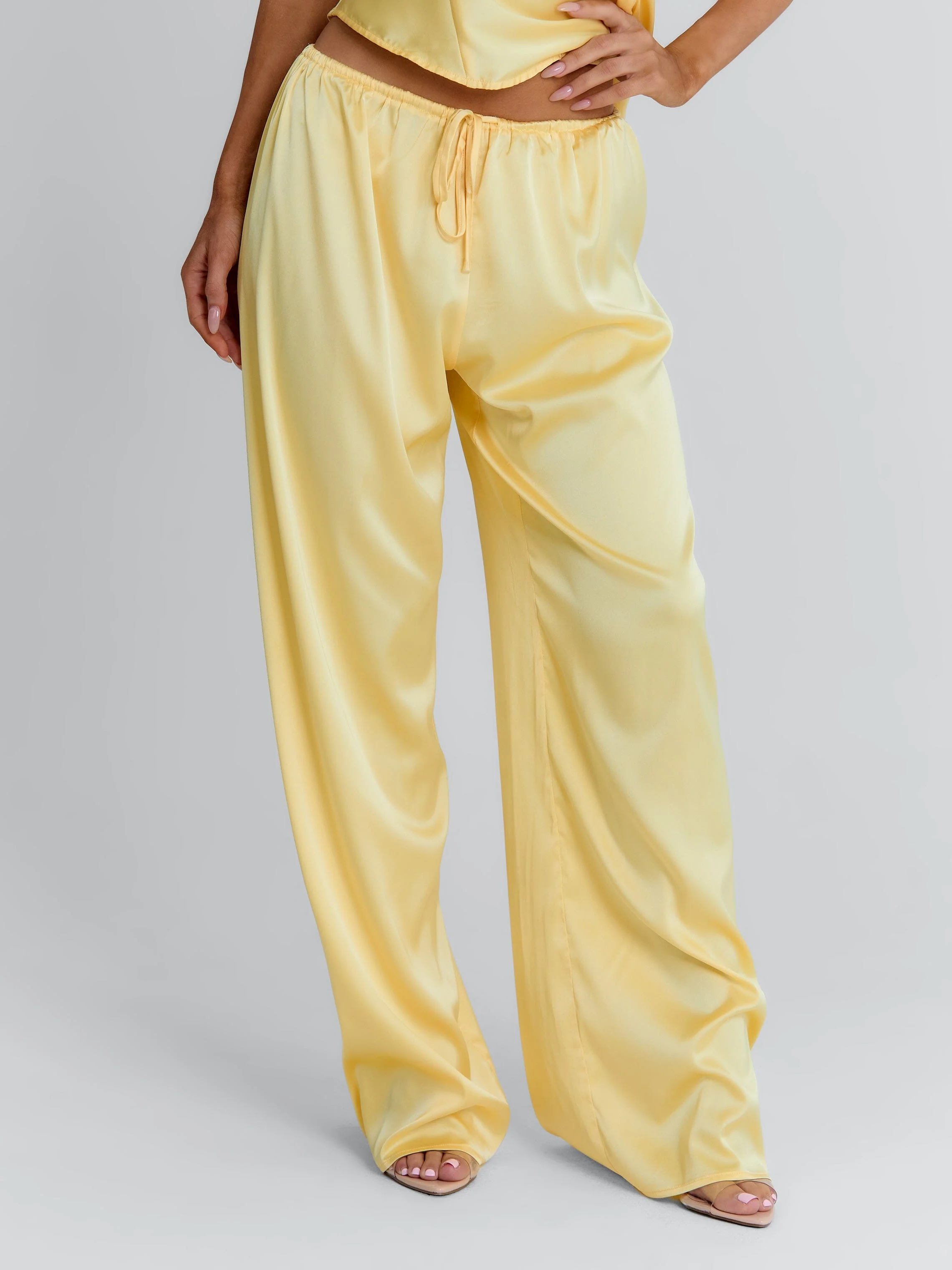 CLOVELLY SATIN PANTS YELLOW - Image 6