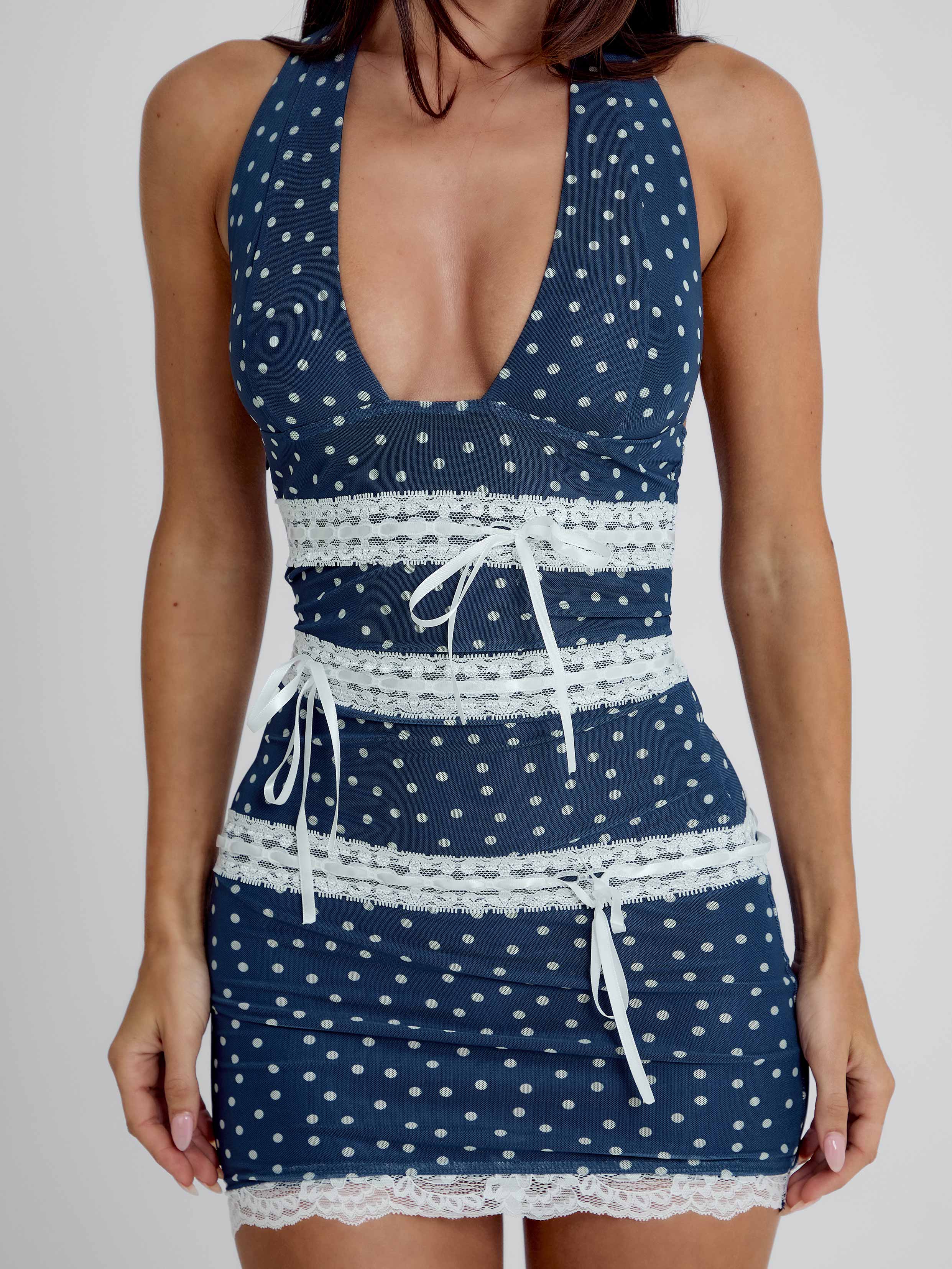DARI MINI DRESS NAVY POLKA DOT - Image 3