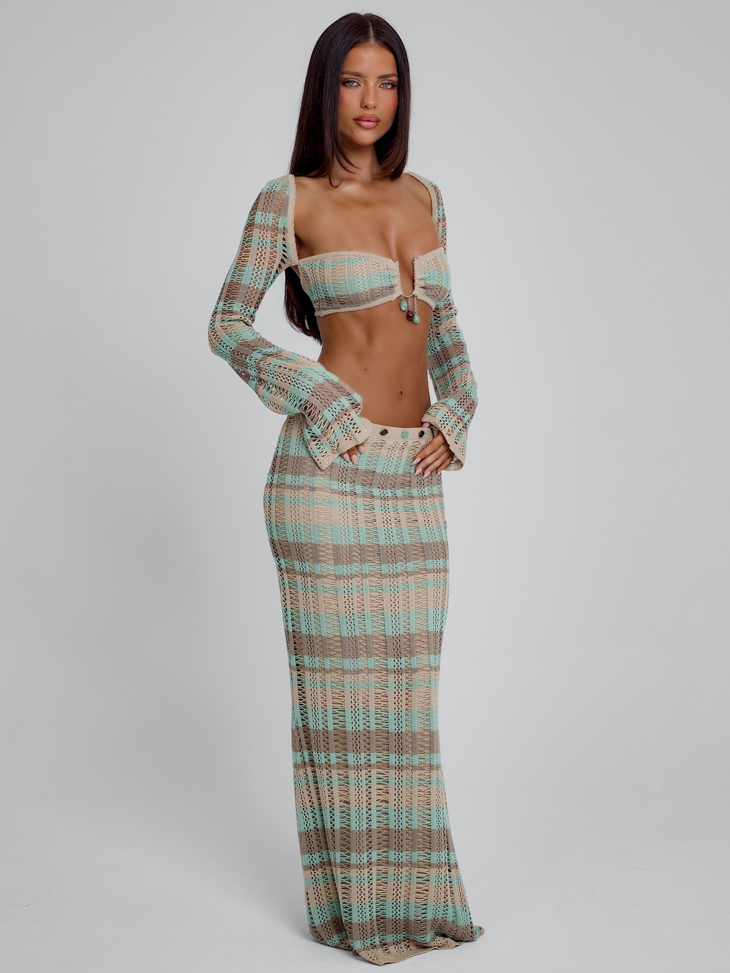 DUNE MAXI SKIRT GREEN STRIPE - Image 6