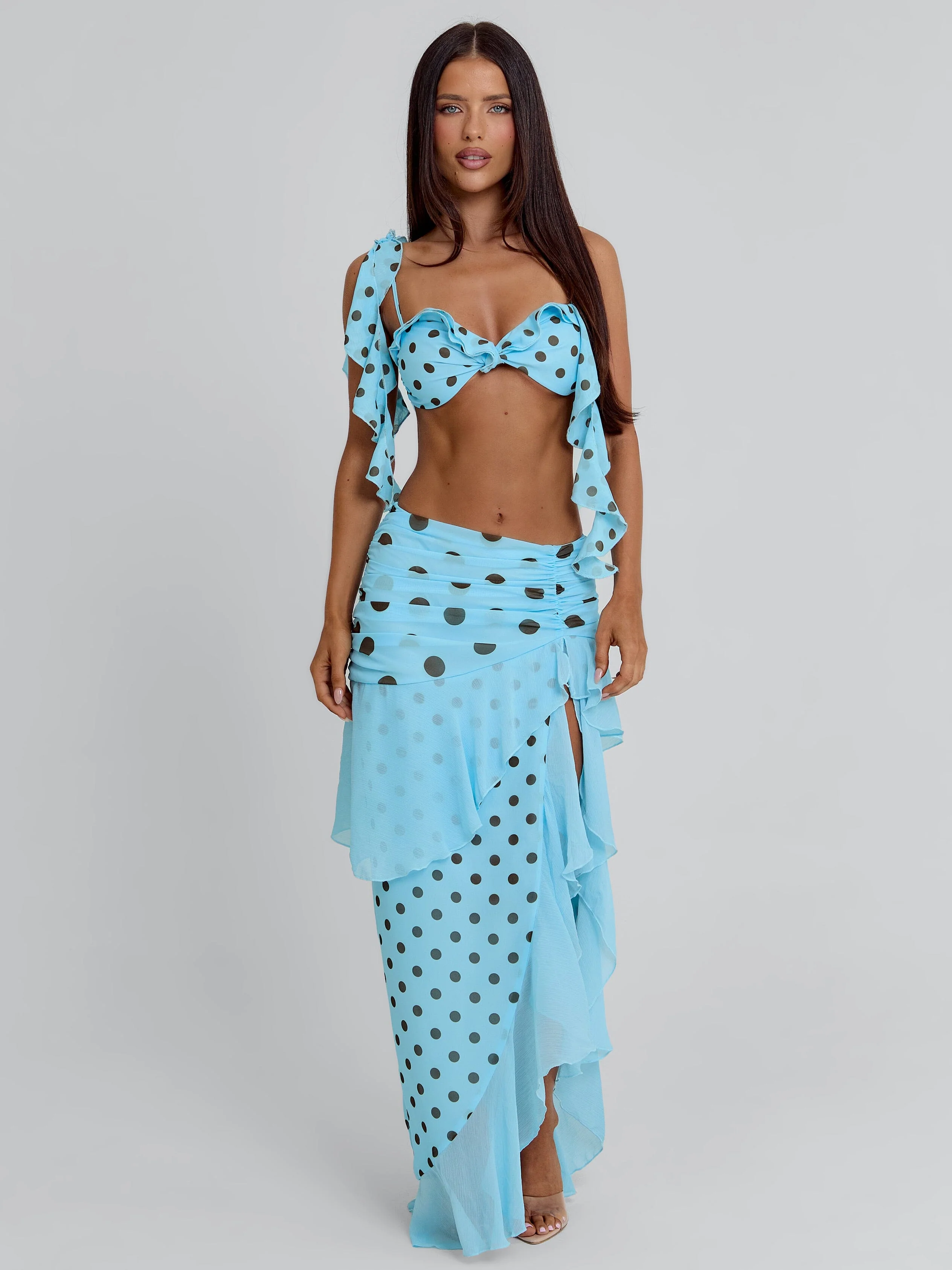 FARWIN MAXI SKIRT BLUE POLKA DOT - Image 4