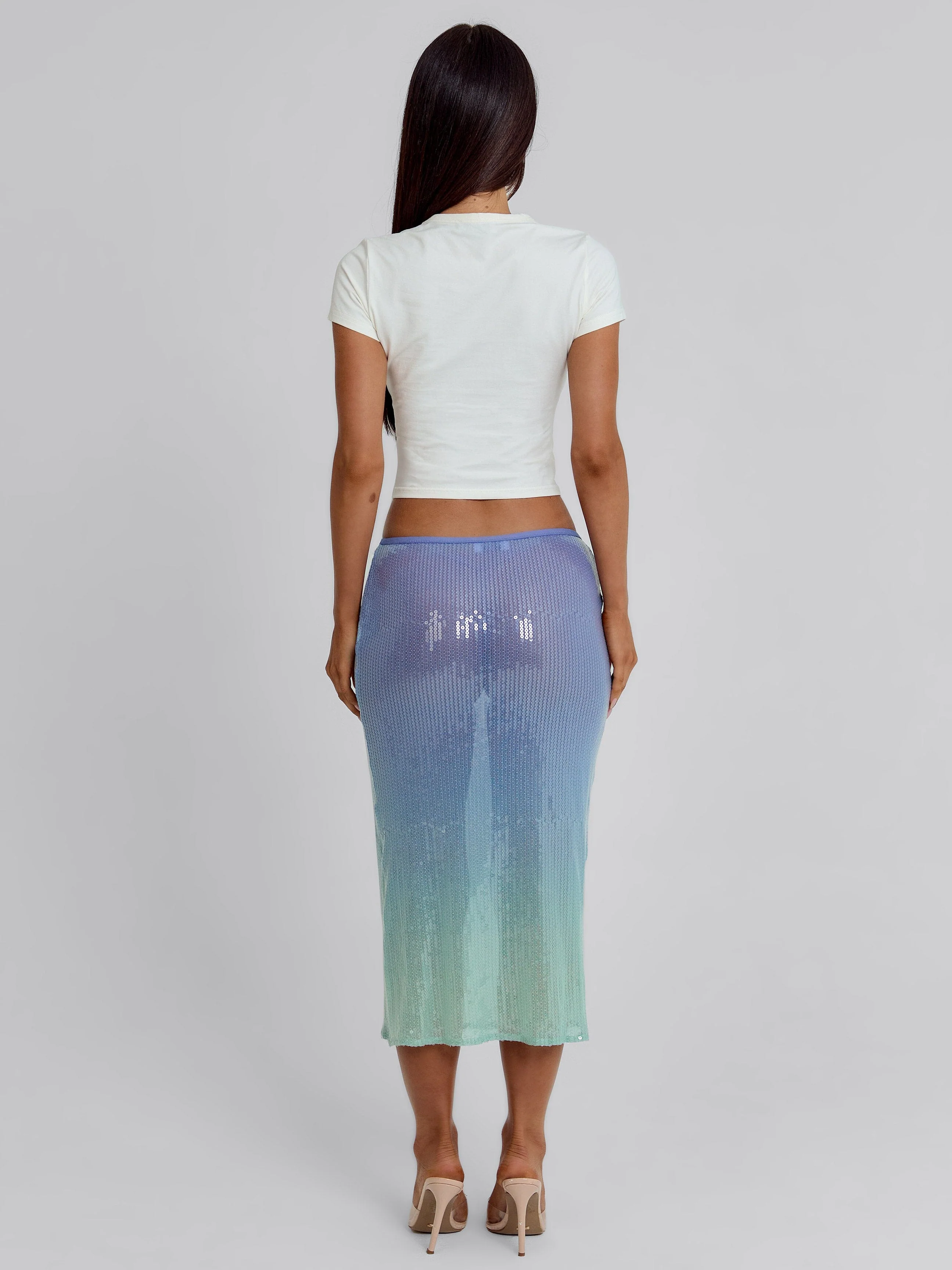 GINGER MIDI SKIRT BLUE - Image 7