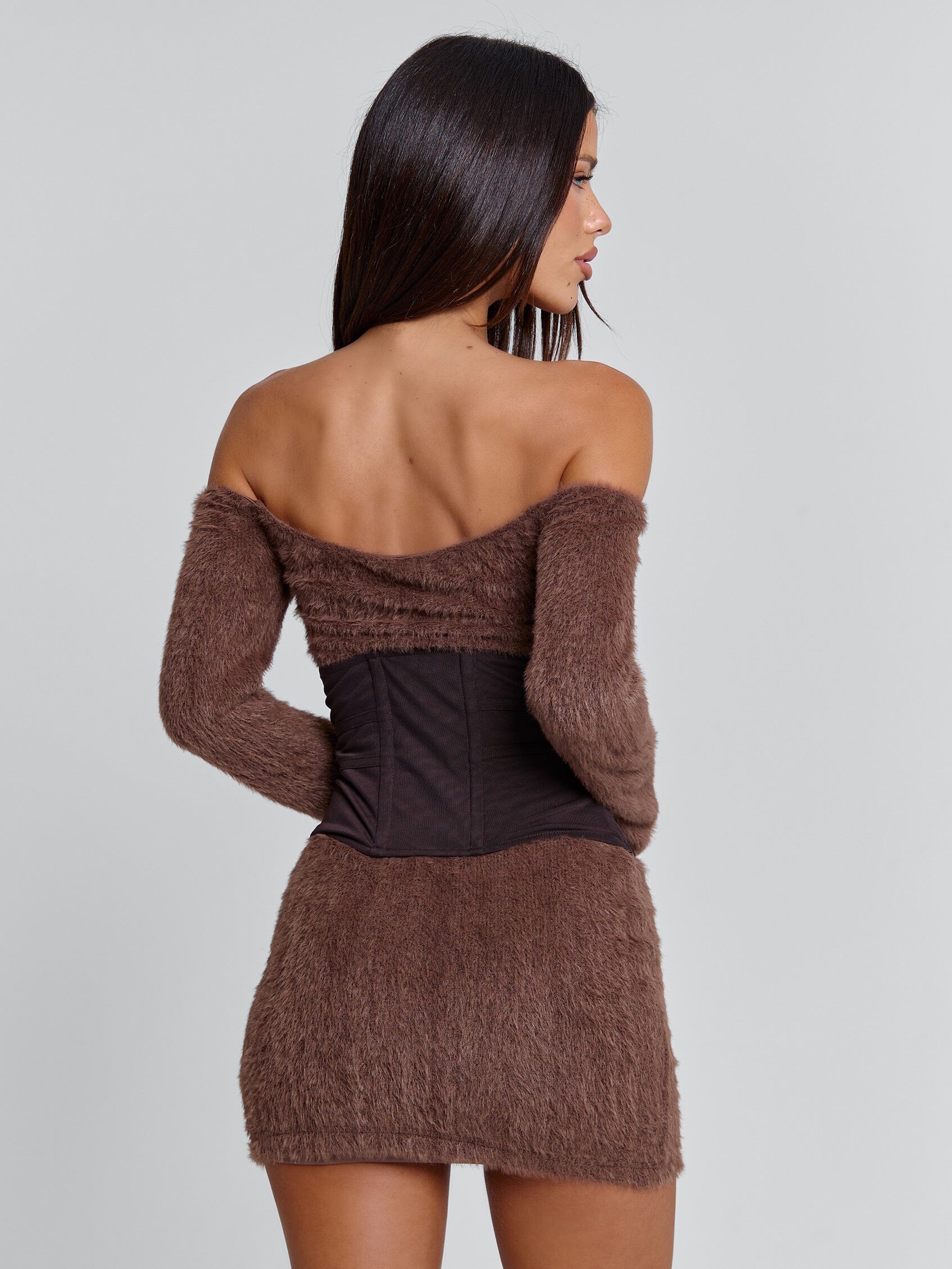 JUNO MINI DRESS BROWN - Image 6