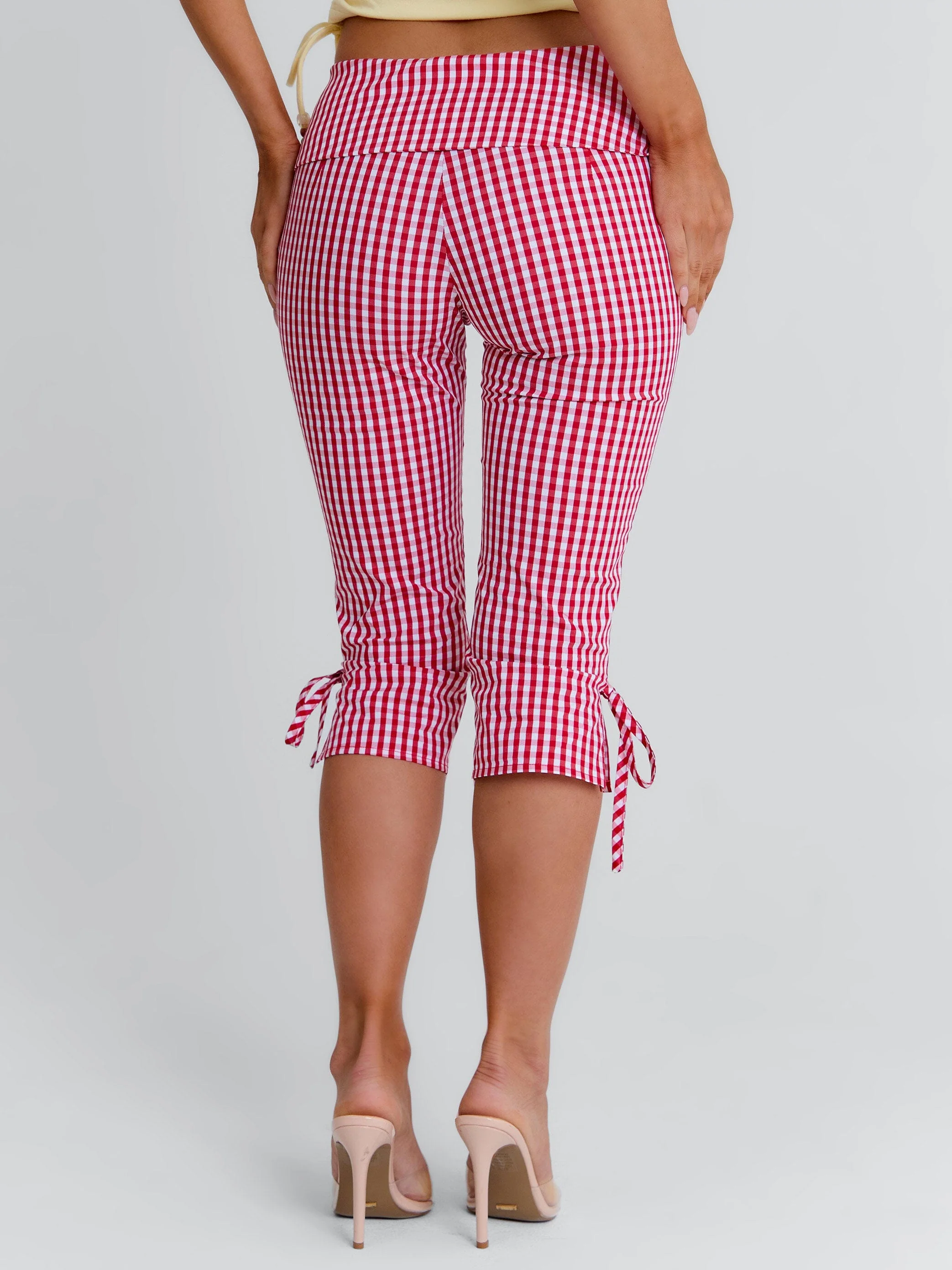 LENNIX CAPRI PANT RED GINGHAM - Image 7