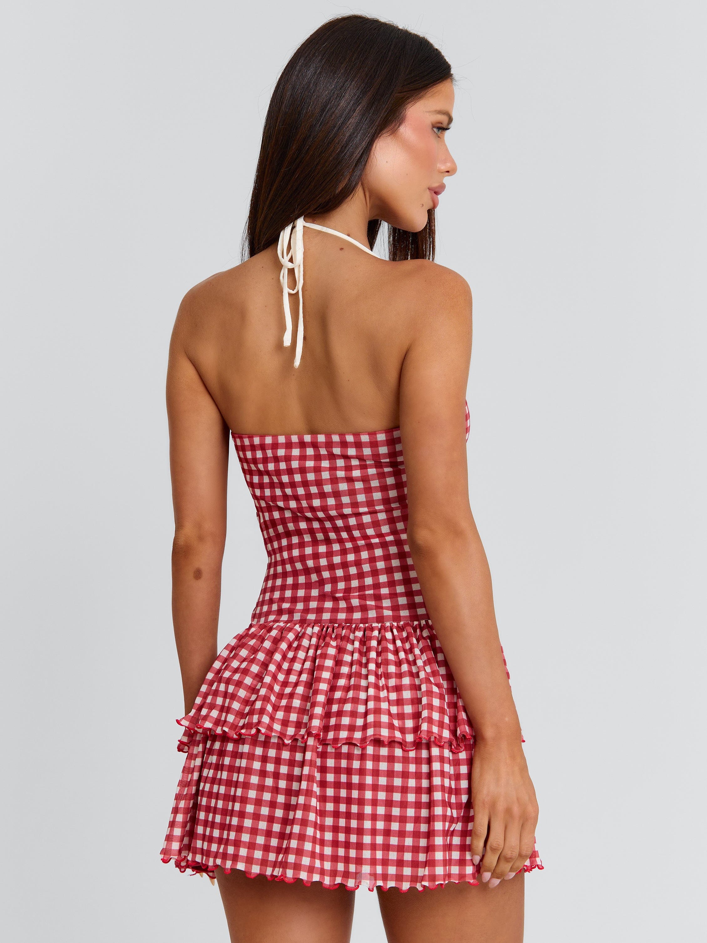 LORENA MINI DRESS RED GINGHAM - Image 6