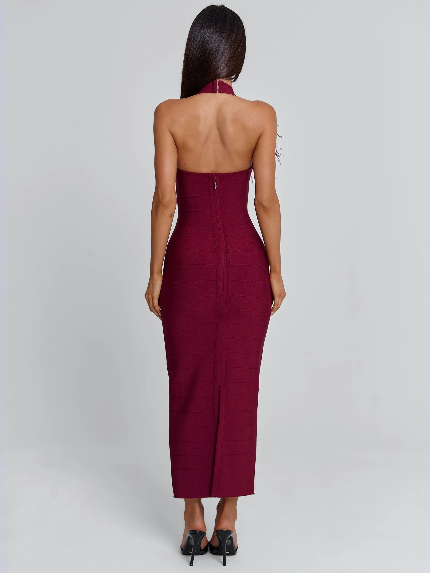 LUNABELLE MIDI DRESS BURGUNDY - Image 5