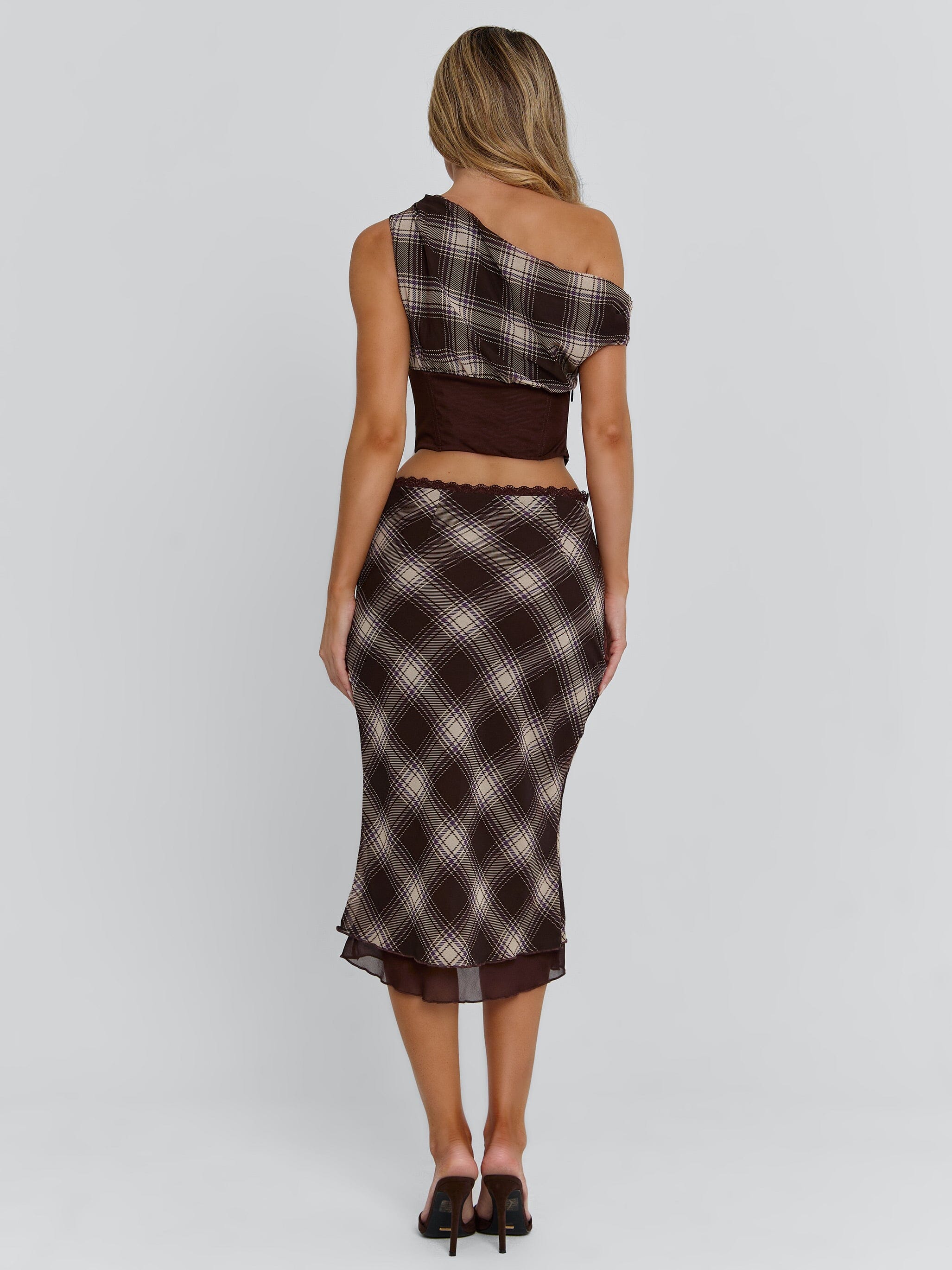 NARELLE TOP BROWN CHECK - Image 7