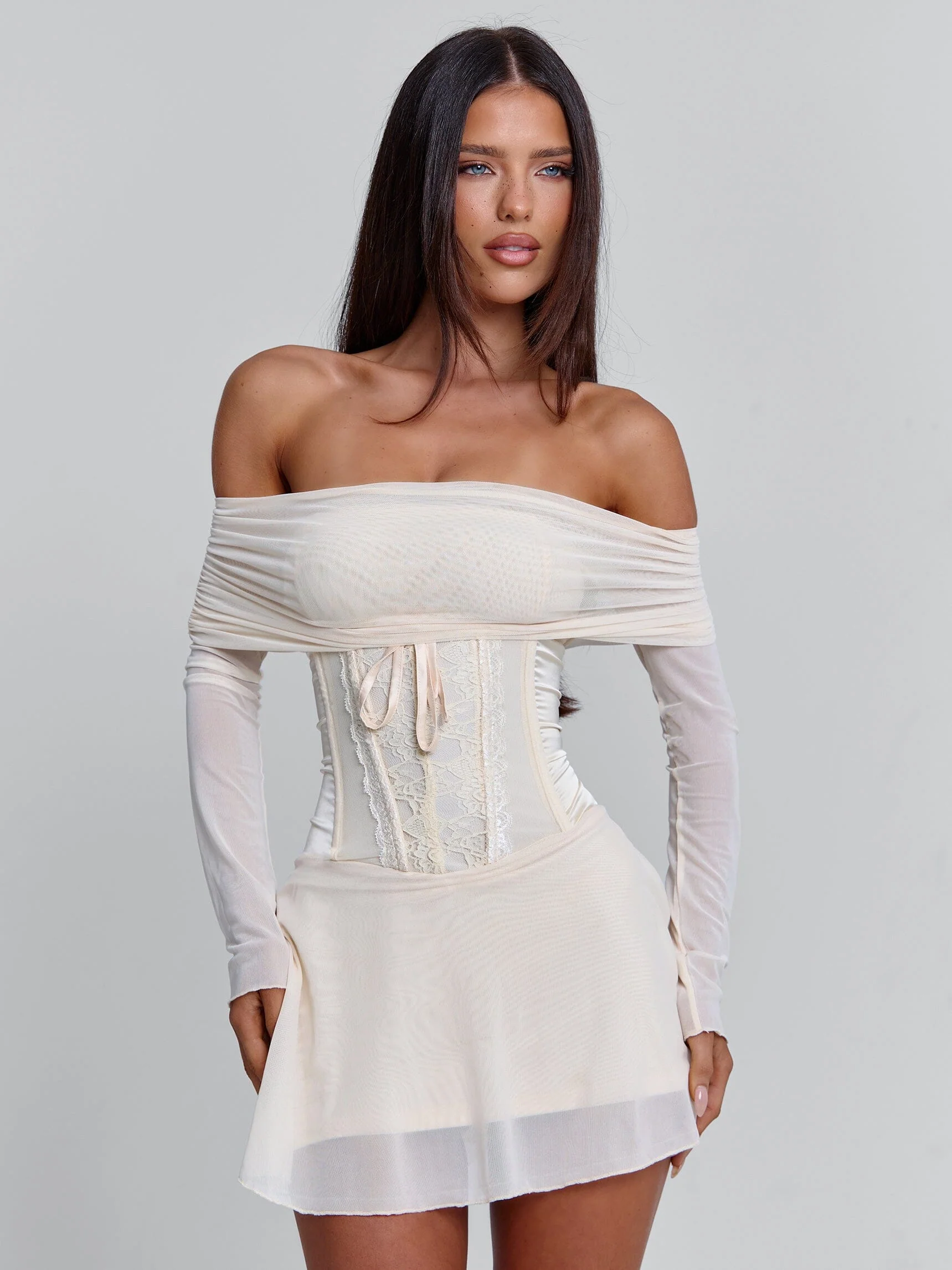ORLA MINI DRESS BEIGE - Image 3