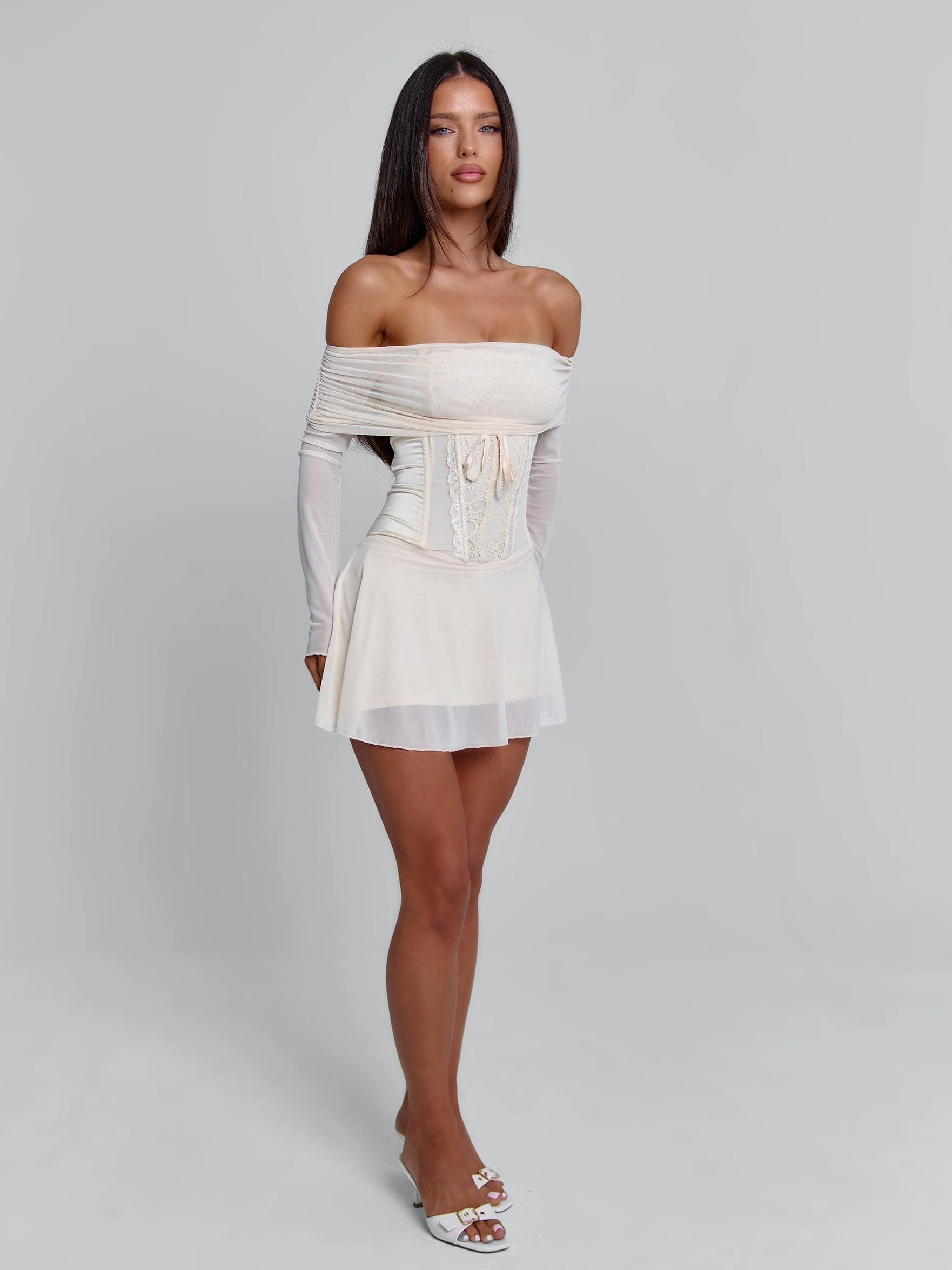 ORLA MINI DRESS BEIGE - Image 4