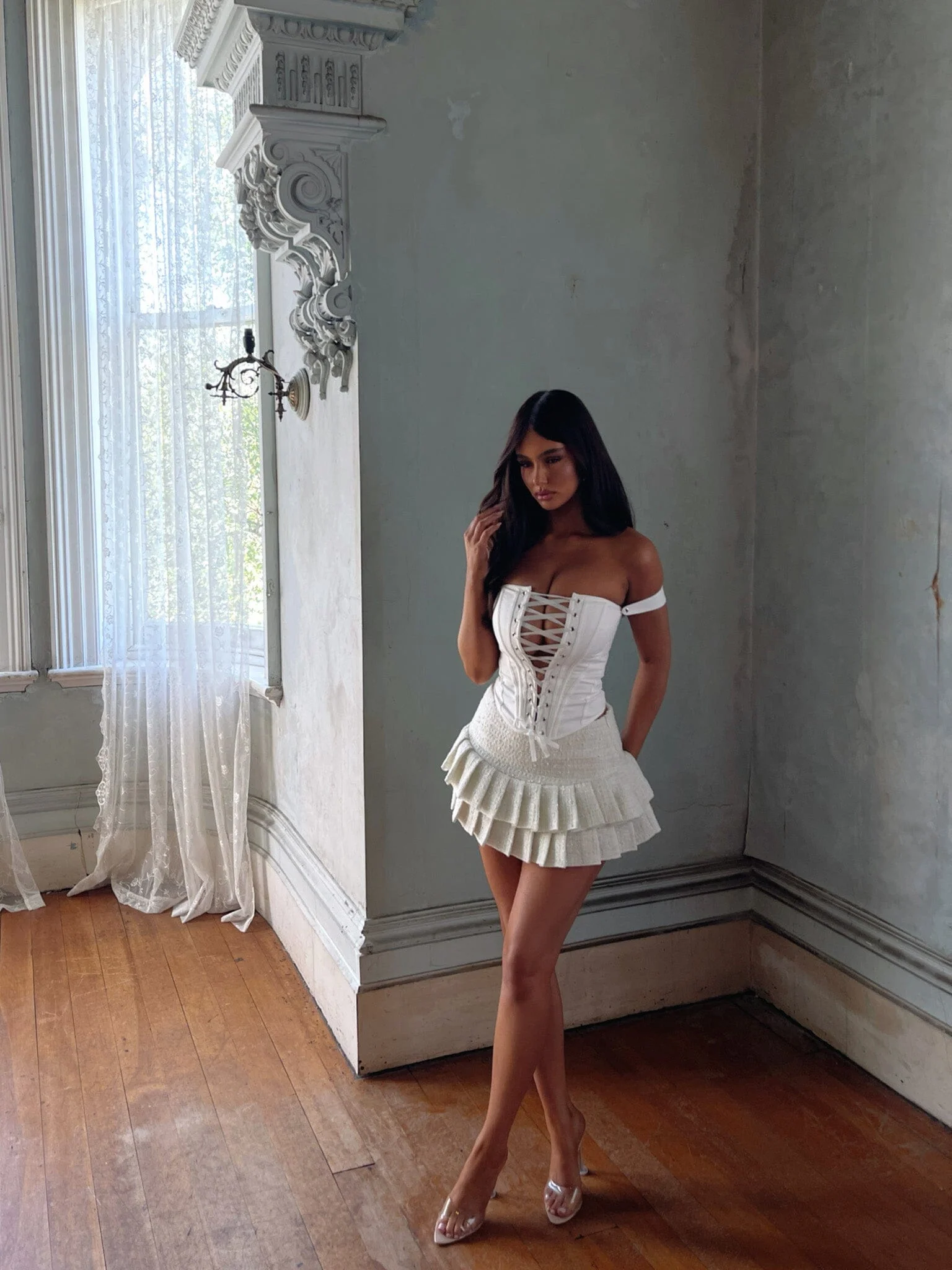 QUINTANA MINI SKIRT WHITE - Image 3