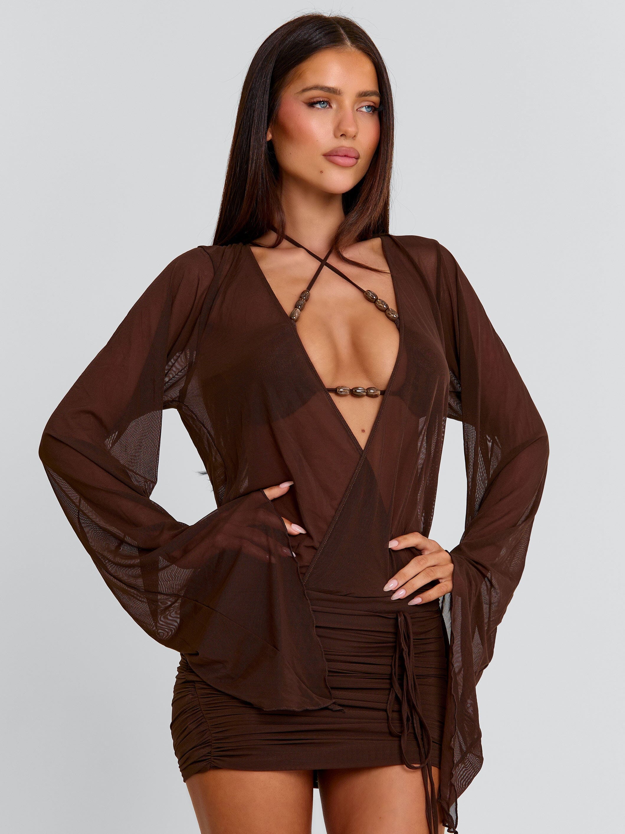 ROBERTA MINI DRESS CHOCOLATE - Image 2