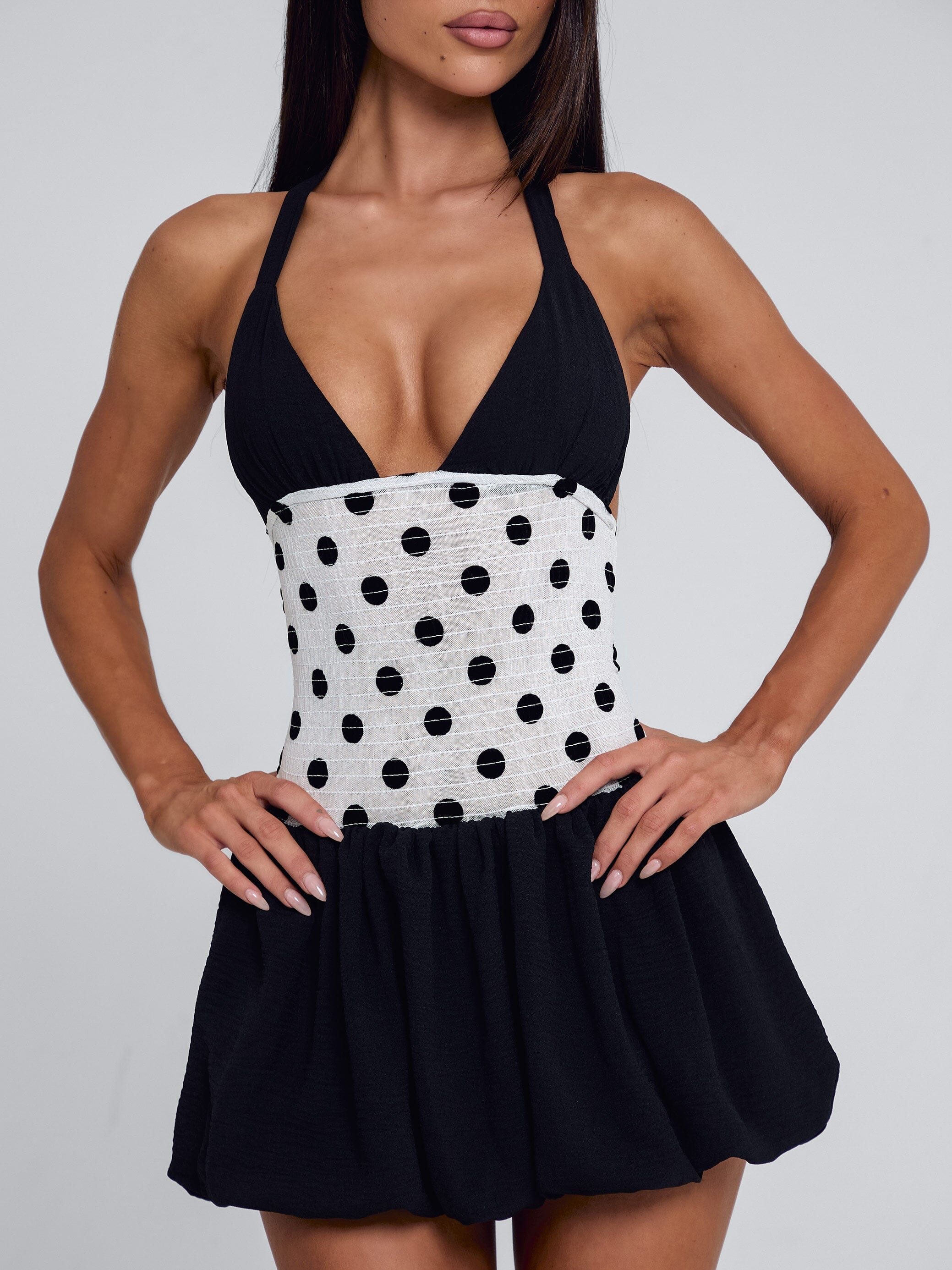 ROSLEIGH MINI DRESS BLACK AND WHITE - Image 3