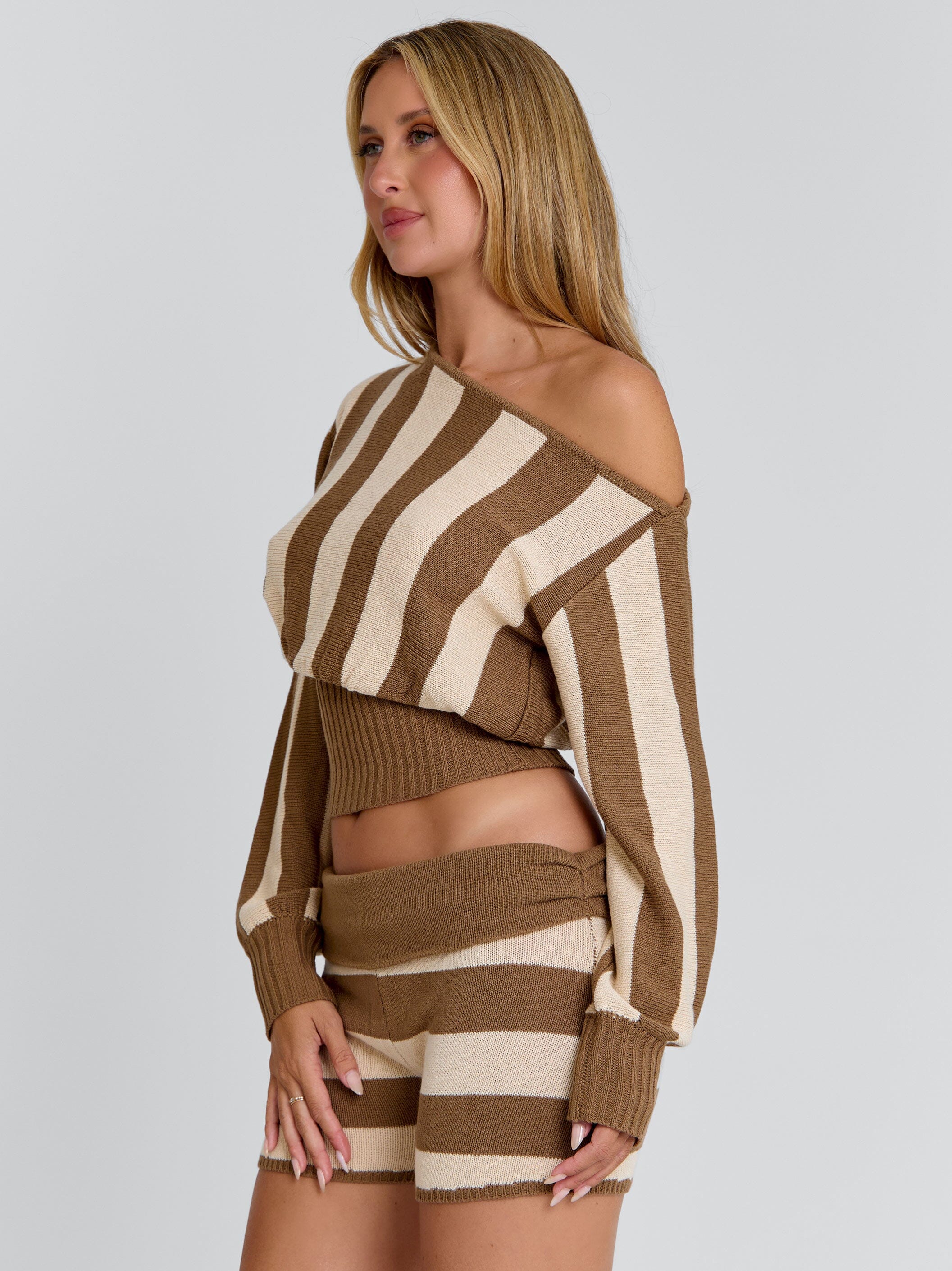 SUNDAZE TOP BROWN BEIGE STRIPE - Image 4