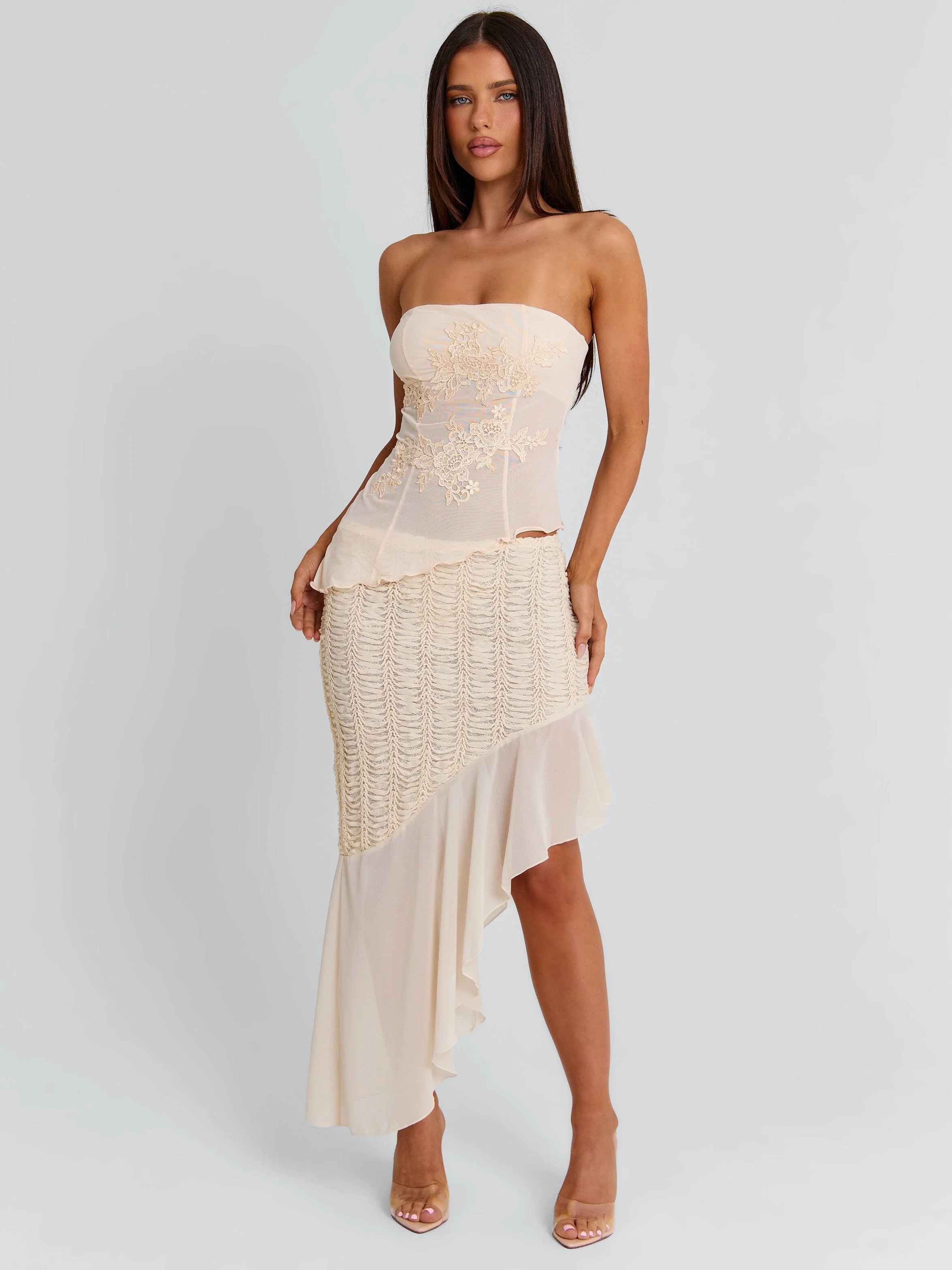 VICTOREA MIDI SKIRT CREAM - Image 3